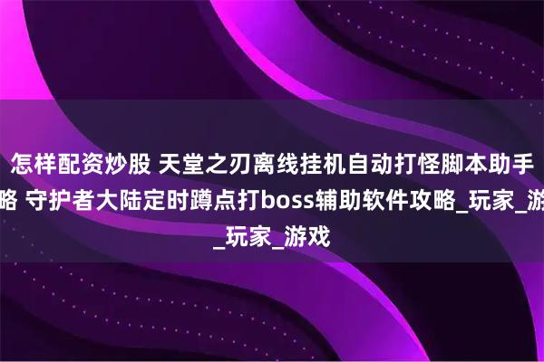 怎样配资炒股 天堂之刃离线挂机自动打怪脚本助手攻略 守护者大陆定时蹲点打boss辅助软件攻略_玩家_游戏